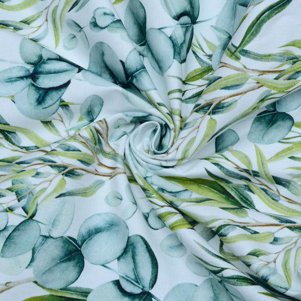 Bawełna Drukowana Zielone Liście - Textil World
