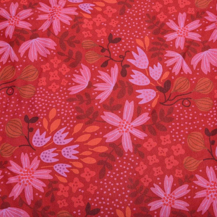 Dresówka Drukowana kwiaty w czerwonej kolorystyce - Textil World