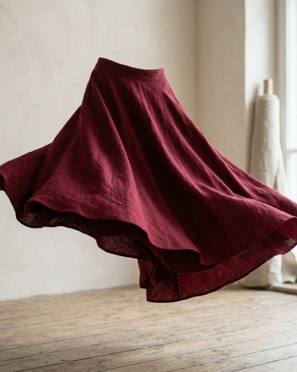 Zastosowanie American Krepa Jasny Bordo Flamenco: Spódnica midi