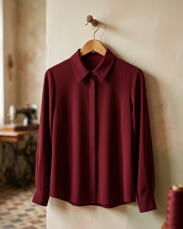 Zastosowanie American Krepa Bordo Francja: Bluzka biurowa