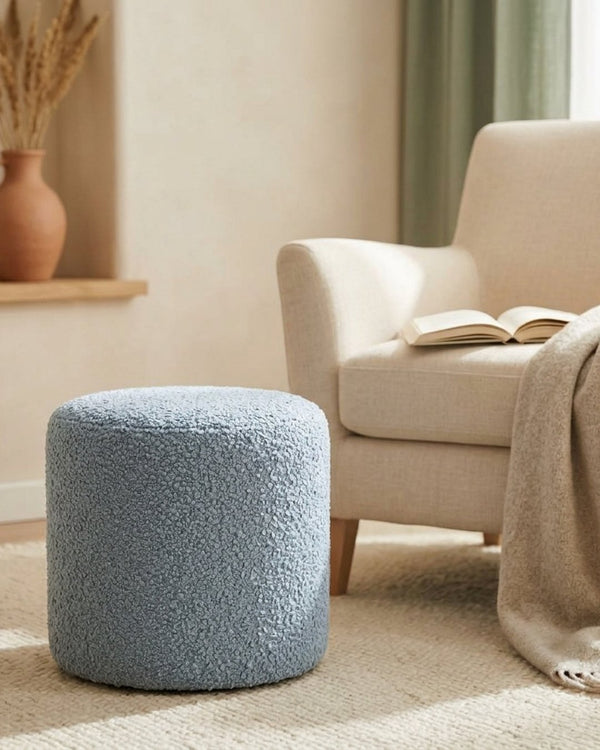 Zastosowanie Boucle Niebieski: Mini pouf siedzisko