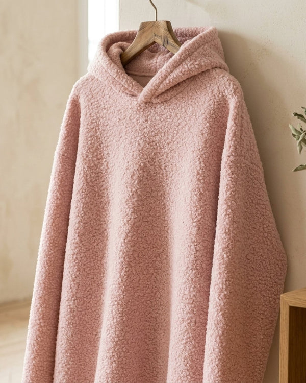 Zastosowanie Boucle Pudrowy Róż: Hoodie oversize boucle