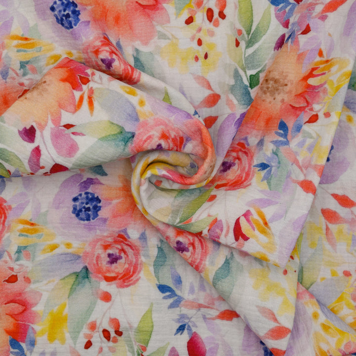 Muślin Drukowany Letni Bukiet - Textil World
