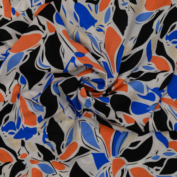 Wiskoza Drukowana Geometryczne Liście w Stylu Pop-Art