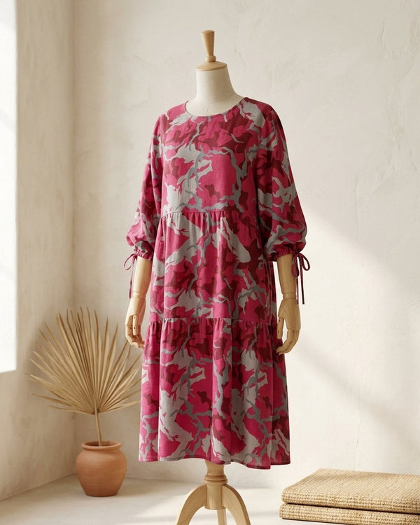 Zastosowanie Len Craspo Drukowana Camo Red: Sukienka boho