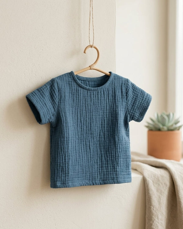 Zastosowanie Muślin Bawełniany Niebieski Denim: Ubranko dziecięce
