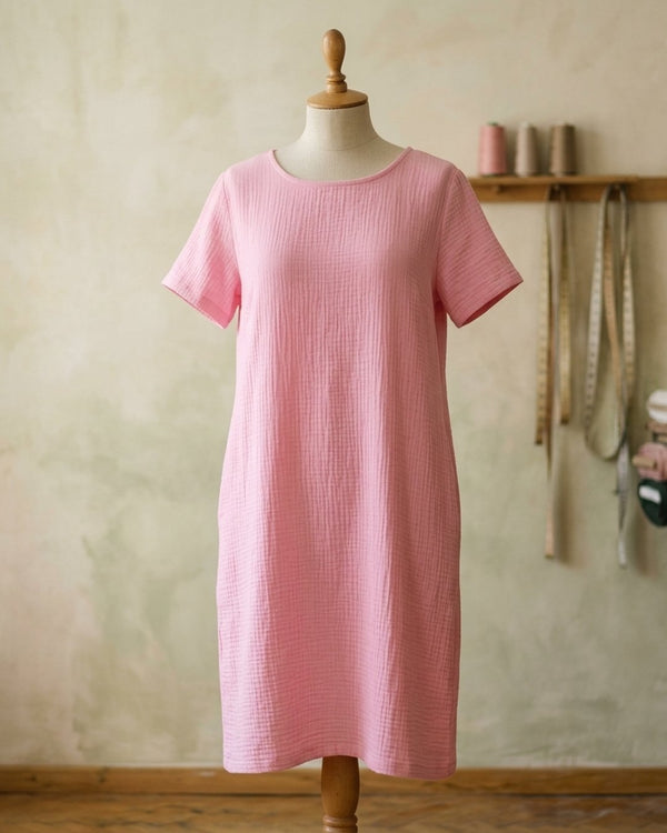 Zastosowanie Muślin Bawełniany Różowy Flamingo Pink: Sukienka codzienna