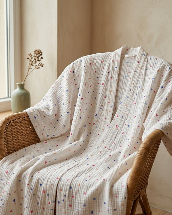 Zastosowanie Muślin Drukowany Kolorowy Konfetti: Kimono plażowe