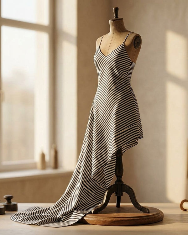 Zastosowanie Satyna Drukowana w Paski: Suknia bias-cut