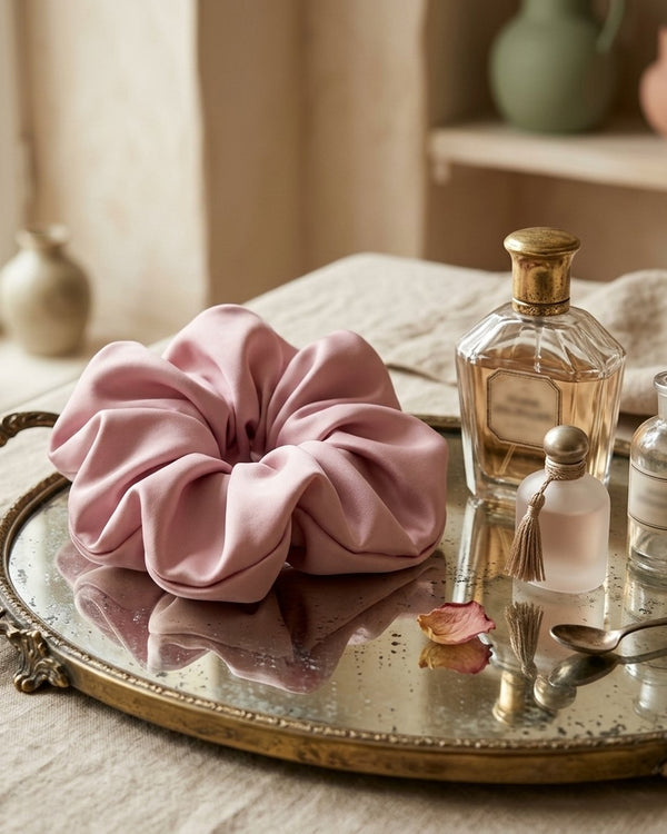 Zastosowanie Satyna Lycra Pudrowy Róż: Scrunchie - opaska