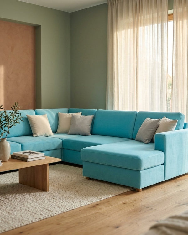 Zastosowanie Welur Supersoft Aqua: Sofa narożna
