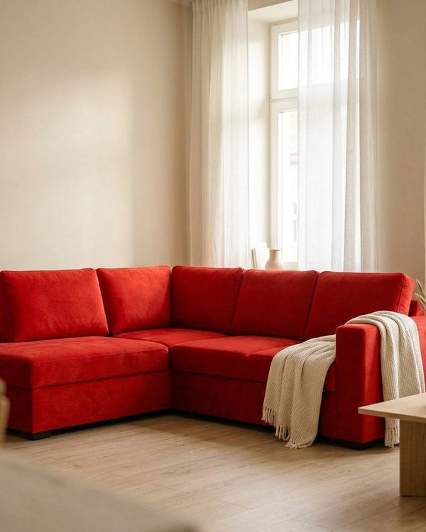 Zastosowanie Welur Supersoft Czerwony: Sofa narożna