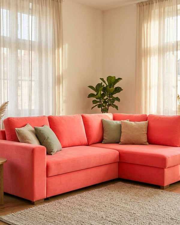 Zastosowanie Welur Supersoft Neon Koral: Sofa narożna