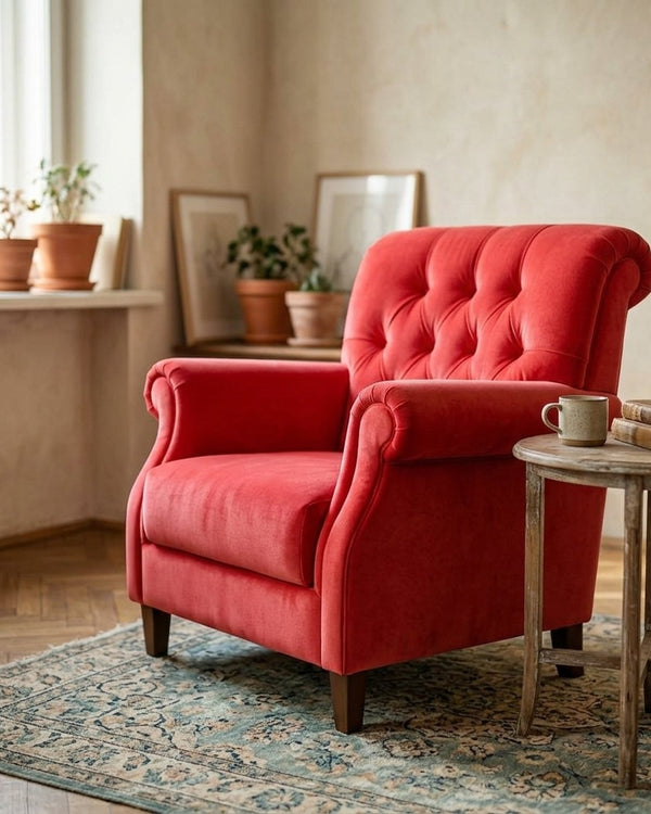 Zastosowanie Welur Supersoft Truskawkowy: Fotel tapicerowany