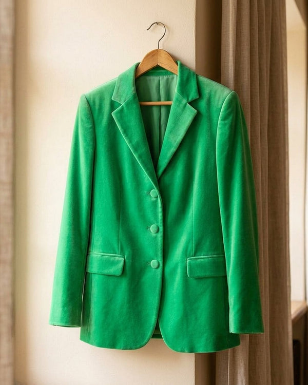 Zastosowanie Welur Supersoft Zielony Neon: Marynarka