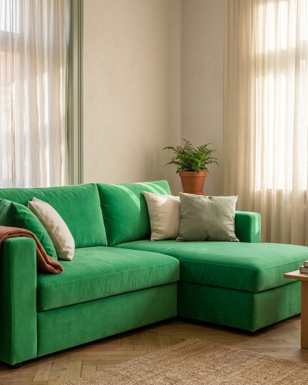 Zastosowanie Welur Supersoft Zielony Neon: Sofa narożna