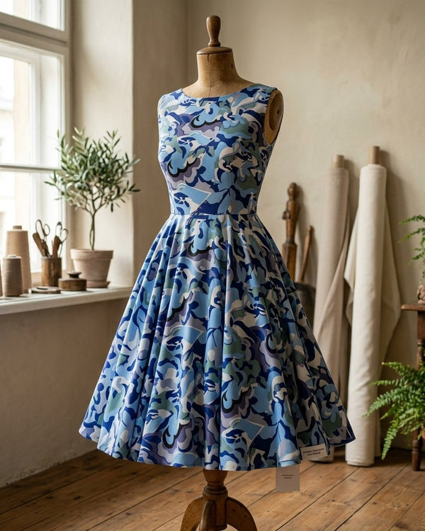 Zastosowanie Wiskoza Drukowana Blue Mirage: Sukienka koktajlowa