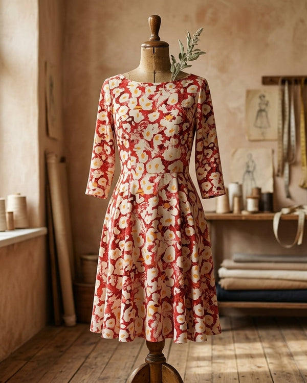 Zastosowanie Wiskoza Drukowana Czerwona Florystyczna Esencja: Sukienka koktajlowa