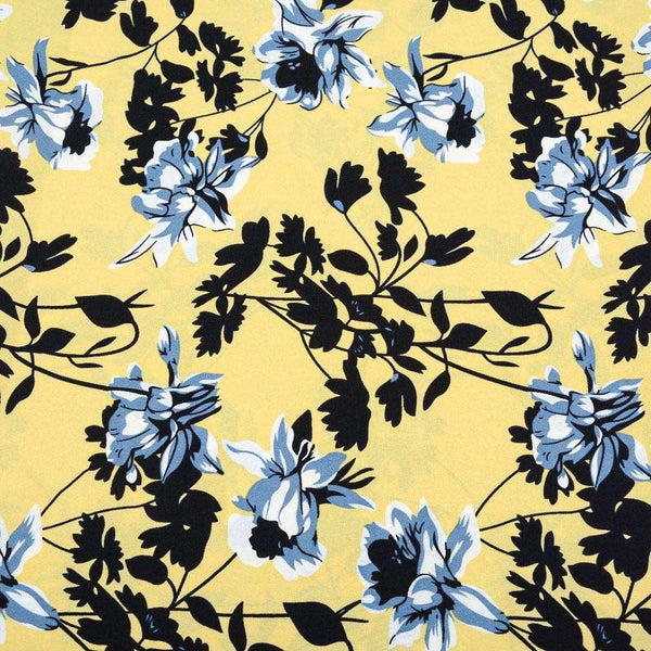 American Krepa Drukowana Żółta Kwiaty - Textil World