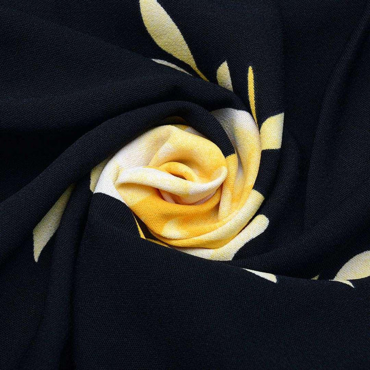 American Krepa Drukowana Żółte Kwiaty - Textil World
