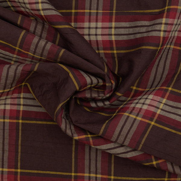 Bawełna Kratka Haftowana Bordowa - Textil World