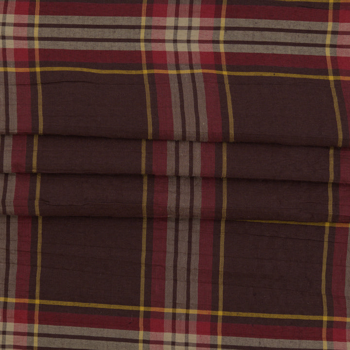 Bawełna Kratka Haftowana Bordowa - Textil World