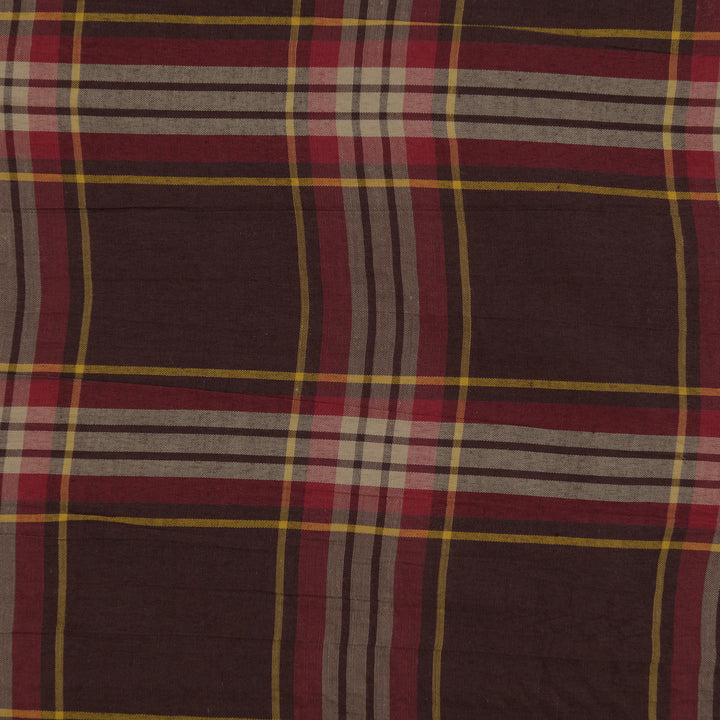 Bawełna Kratka Haftowana Bordowa - Textil World