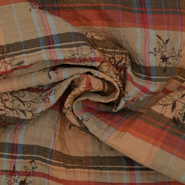 Bawełna Kratka Haftowana Camel II - Textil World