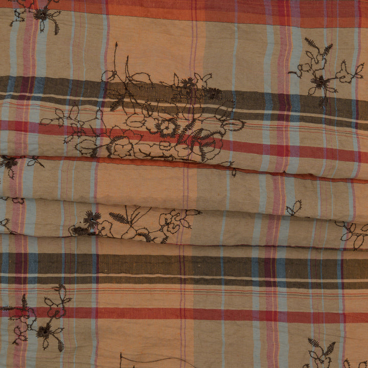 Bawełna Kratka Haftowana Camel II - Textil World