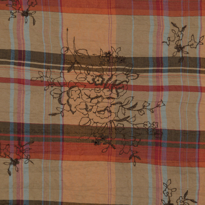 Bawełna Kratka Haftowana Camel II - Textil World