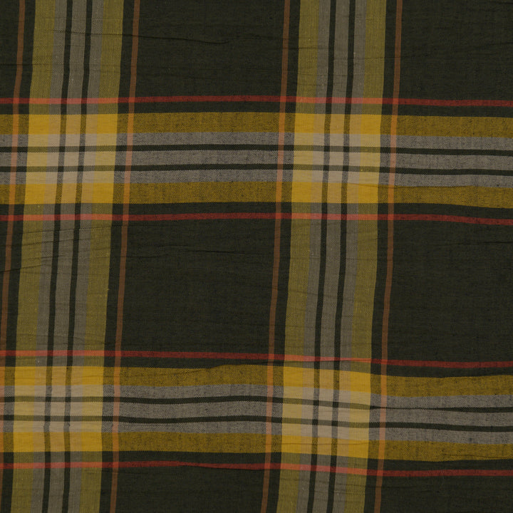 Bawełna Kratka Haftowana Khaki - Textil World