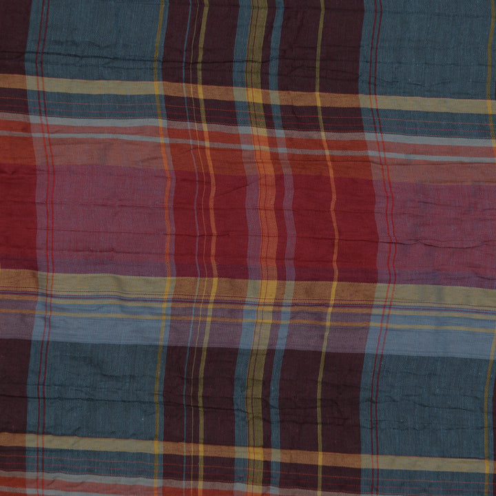 Bawełna Kratka Haftowana Niebieski - Textil World