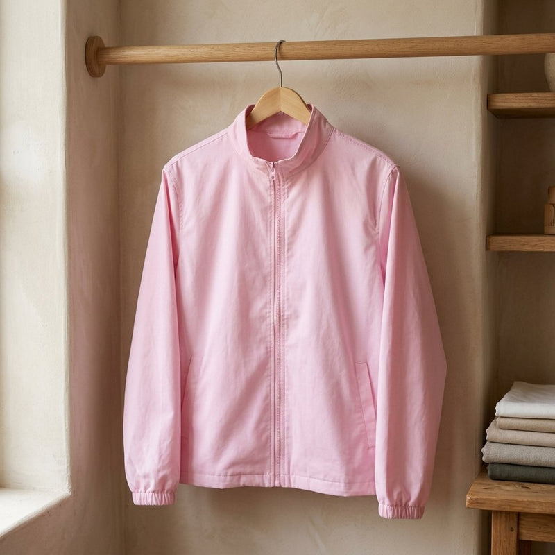 Bawełna Nylon Koszulowa Jasny Róż – wiatrówka z tej tkaniny