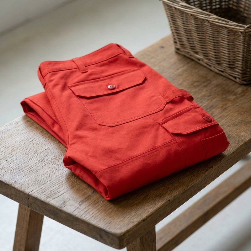 Bawełna Nylon Koszulowa Neon Koral – spodnie ogrodowe z tej tkaniny