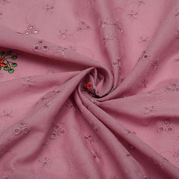 Bawełna Podwójnie Haftowana Ciemny Róż - Textil World
