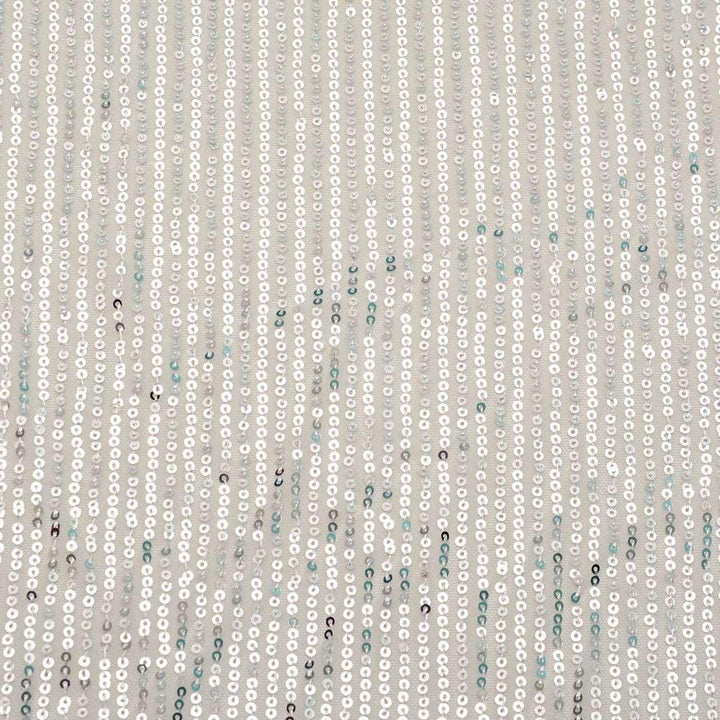 Biało Srebrna Cekina Siatka Tiul - Textil World
