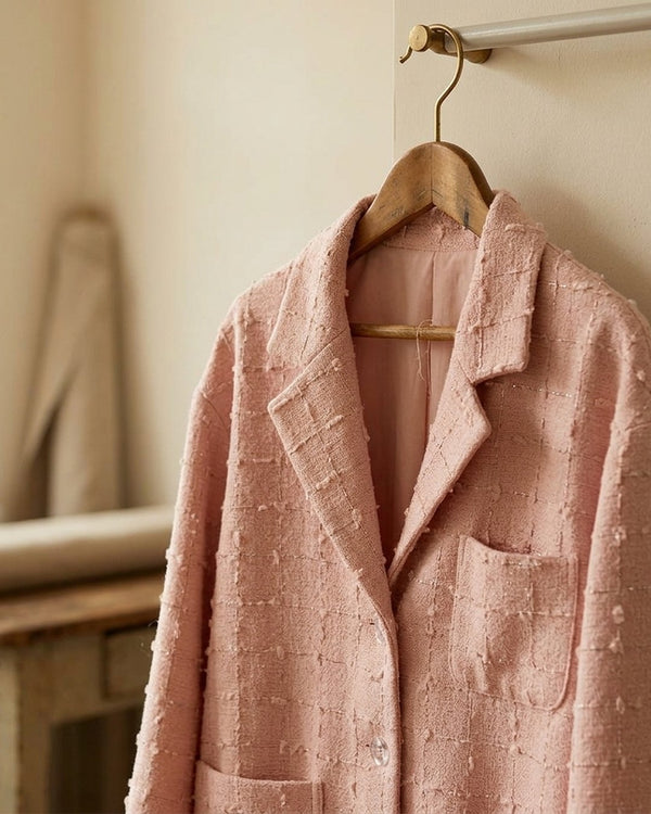 Chanelka Jasny Róż - Żakiet tweed oversize