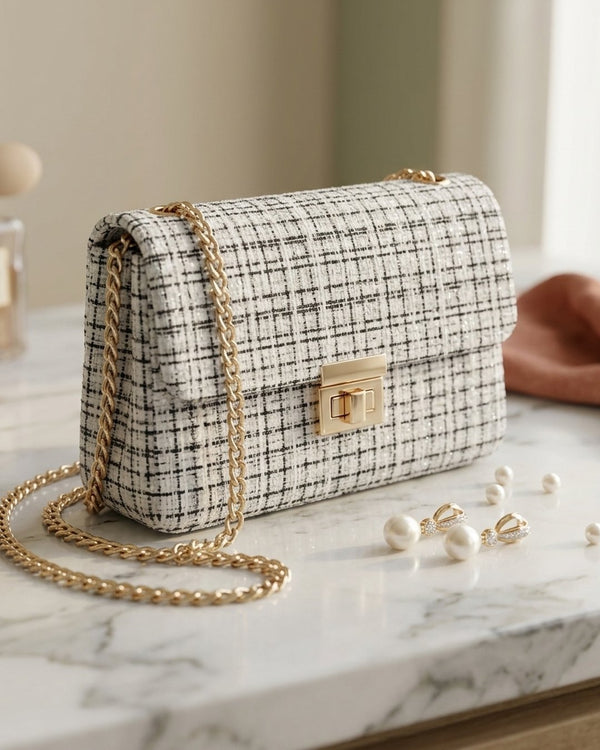 Chanelka Luzio Czarno-Biała Klasyka - Torebka clutch