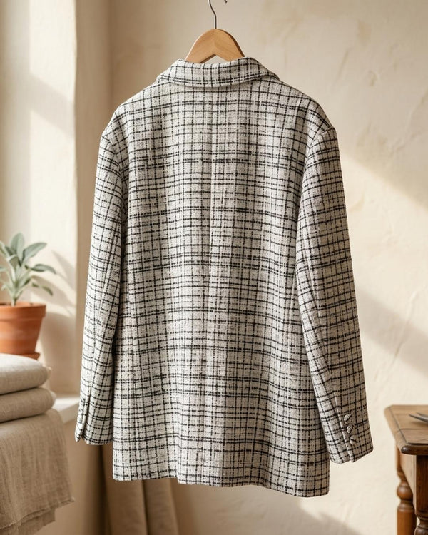 Chanelka Luzio Czarno-Biała Klasyka - Żakiet tweed oversize