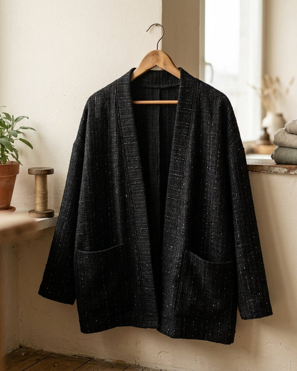 Chanelka Luzio Czarna Elegancja - Żakiet tweed oversize