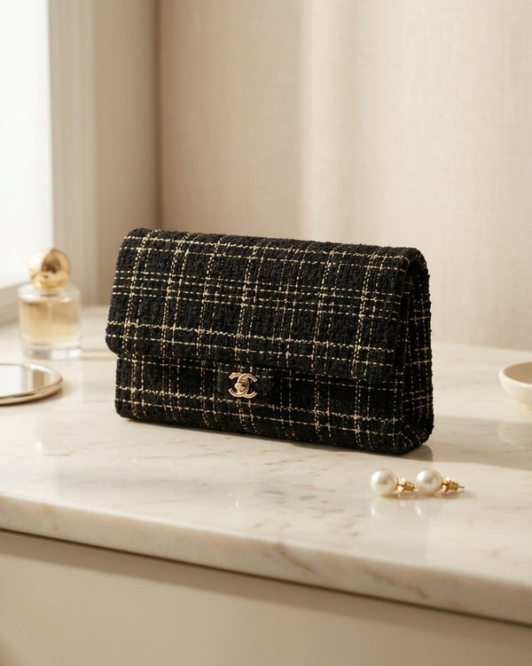 Chanelka Luzio Złota Krata - Torebka clutch