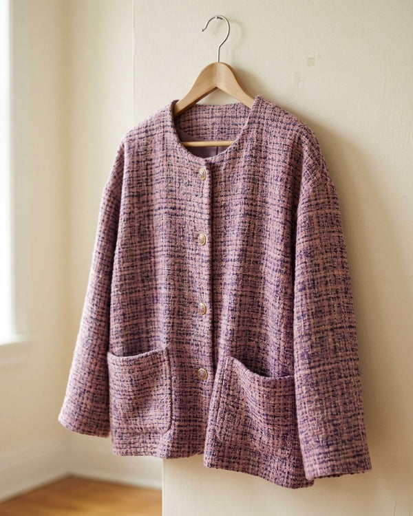 Chanelka Luzio Lawendowy Urok - Żakiet tweed oversize