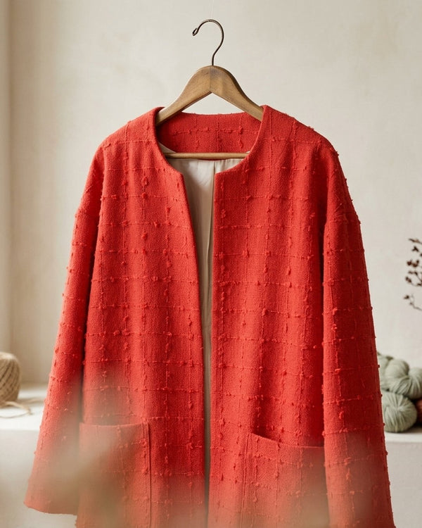 Chanelka Truskawkowa - Żakiet tweed oversize