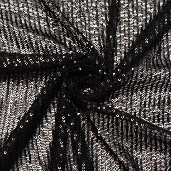 Czarna Cekina Siatka Tiul - Textil World