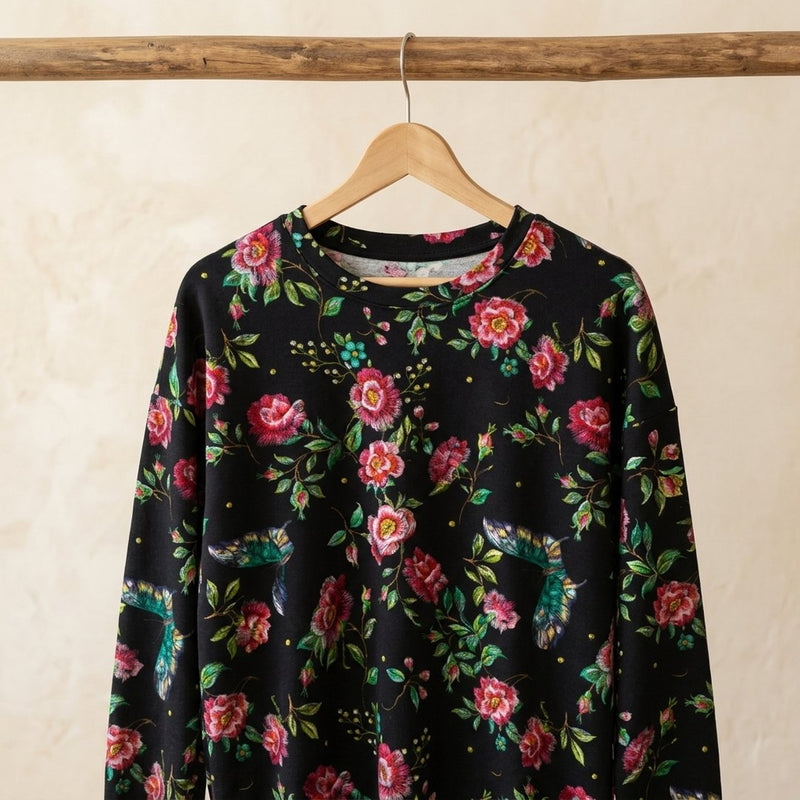 Dresówka Drukowana Magiczne Kwiaty – bluza dresowa z tej tkaniny