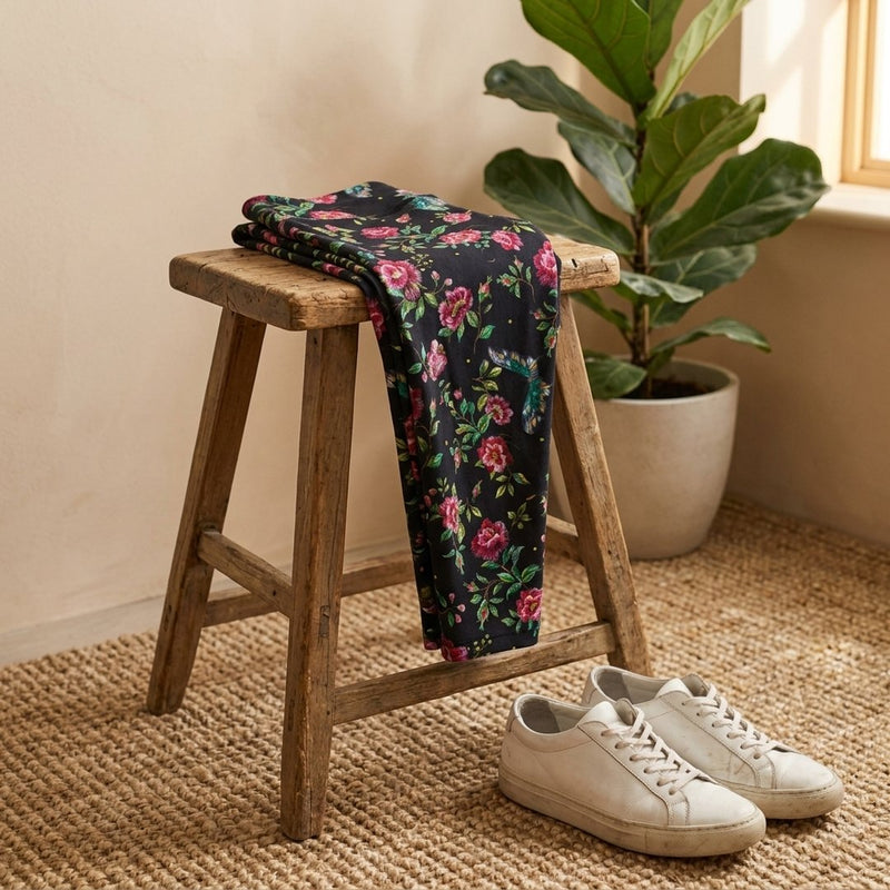 Dresówka Drukowana Magiczne Kwiaty – legginsy z tej tkaniny