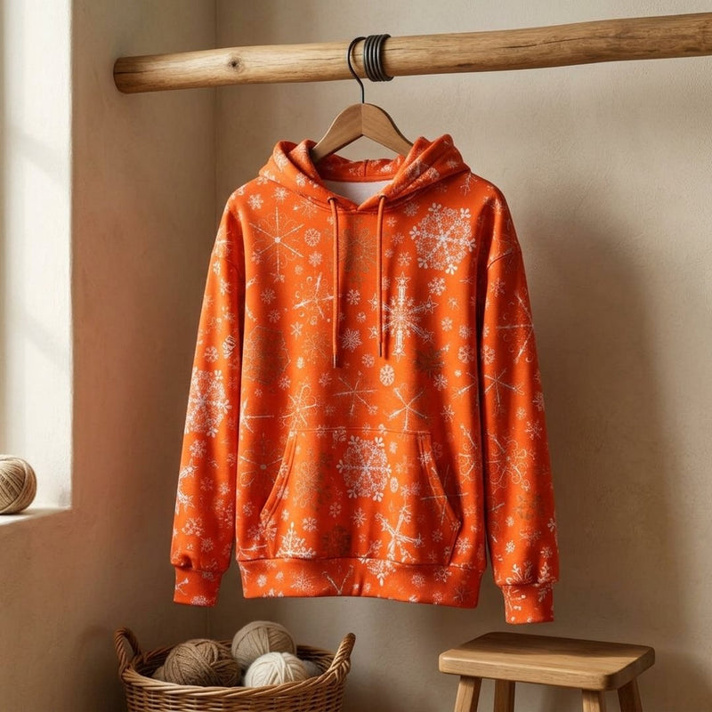 Dresówka Drukowana Płatki śniegu – bluza dresowa z tej tkaniny