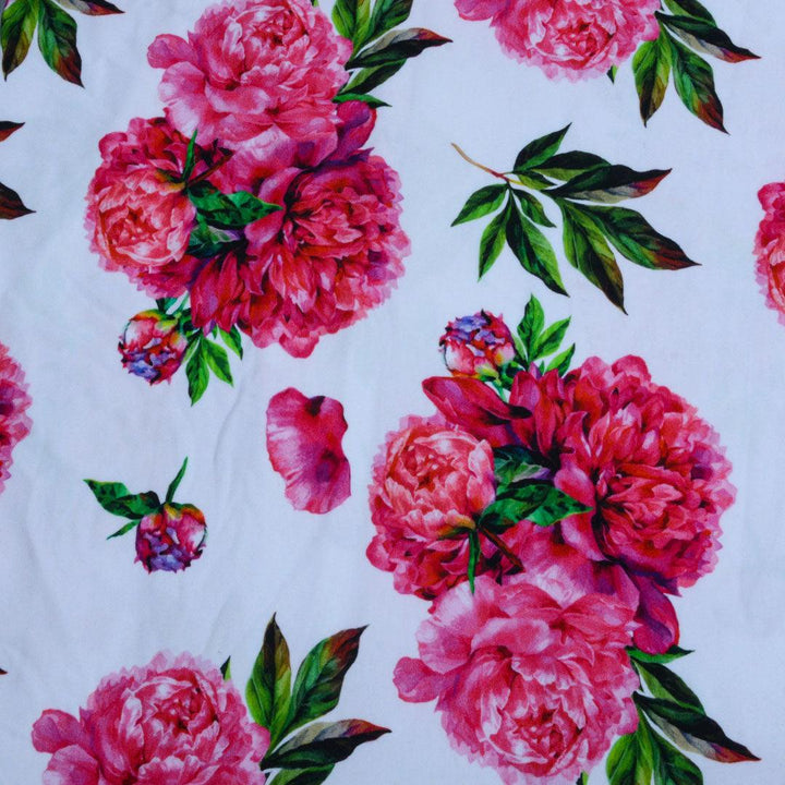 Dresówka Drukowana Różowe Kwiaty - Textil World