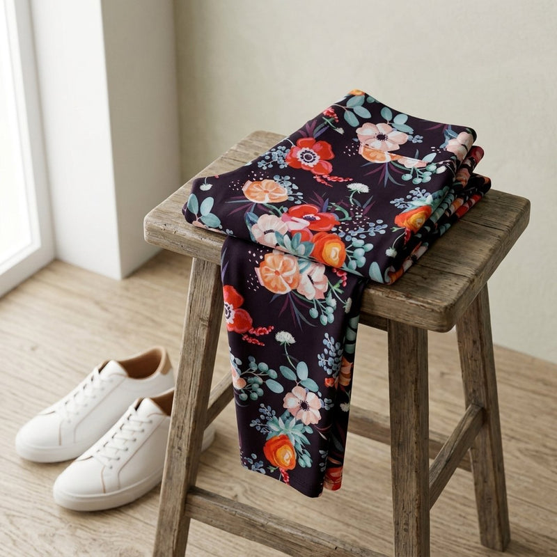 Dresówka Petelka Drukowana Kwiaty z Kosmosu – legginsy z tej tkaniny