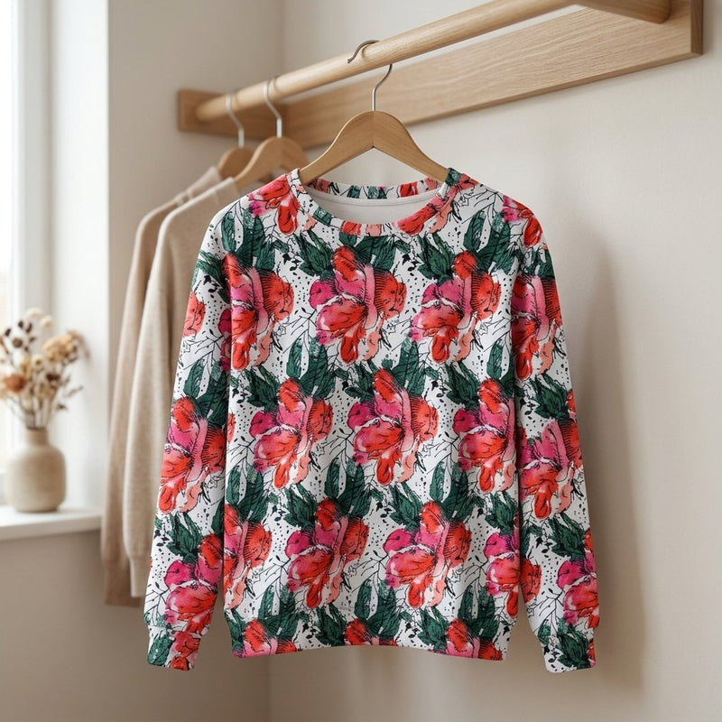 Dresówka Petelka Drukowana Pastelowy Obraz Kwiatów – bluza dresowa z tej tkaniny